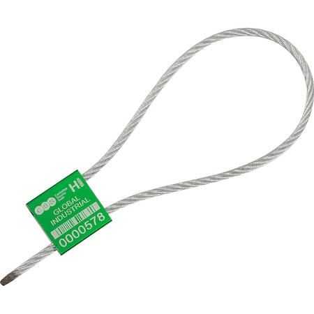 Global Industrial Metal Cable Seal, 1/8x12L, Green, 50PK 670490GN